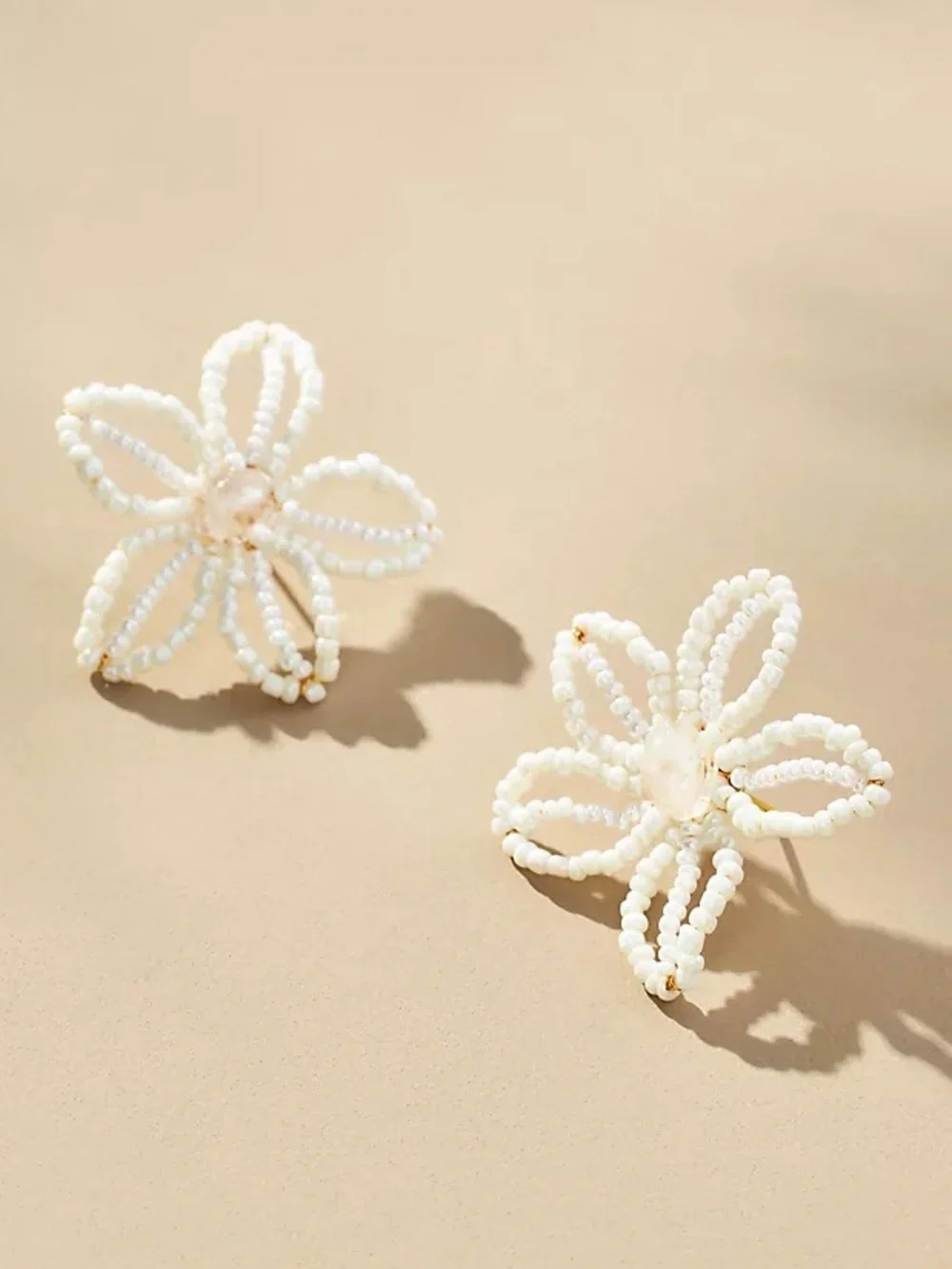 Anthropologie Extra Small Beaded Floral Post Earrings